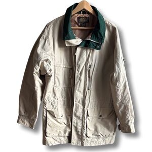 Eddie Bauer Men's Khaki and Forest Jacket light shell EUC large camp hike outdoo